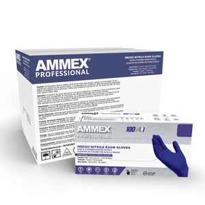 Ammex Professional Nitrile Examination Gloves, Indigo Color, $7.93/box of 100 Gloves. 1 Case of 10 Boxes