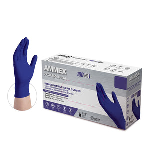 Ammex Professional Nitrile Examination Gloves, Indigo Color, $7.93/box of 100 Gloves. 1 Case of 10 Boxes
