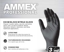 Load image into Gallery viewer, Ammex Professional Nitrile Examination Gloves, Black Color, $7.93/box of 100 Gloves. 1 Case of 10 Boxes- Shipping in 2-3 weeks
