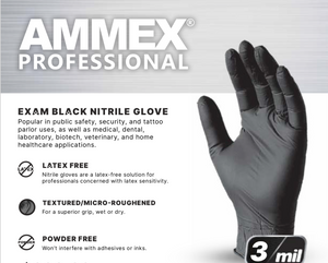 Ammex Professional Nitrile Examination Gloves, Black Color, $7.93/box of 100 Gloves. 1 Case of 10 Boxes- Shipping in 2-3 weeks
